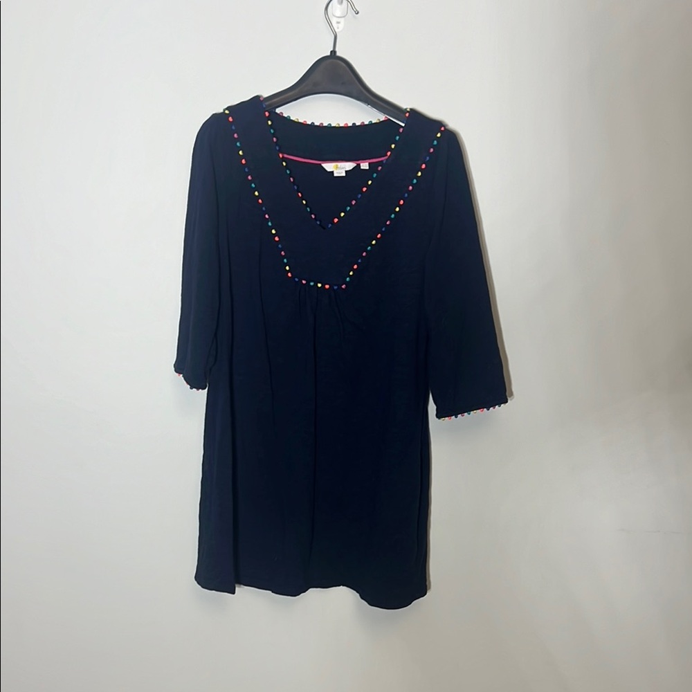 Boden Multicolored V-Neck Three-Quarter Sleeve Tunic Dress